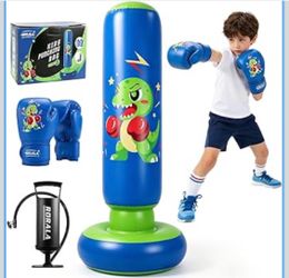 Brand New 66 Inch Inflatable Punching Bag for Kids with Boxing Gloves, Children's Boxing Bag Set Dinosaur Toy & Gifts for Boys Girls Aged 3 to 12 to P