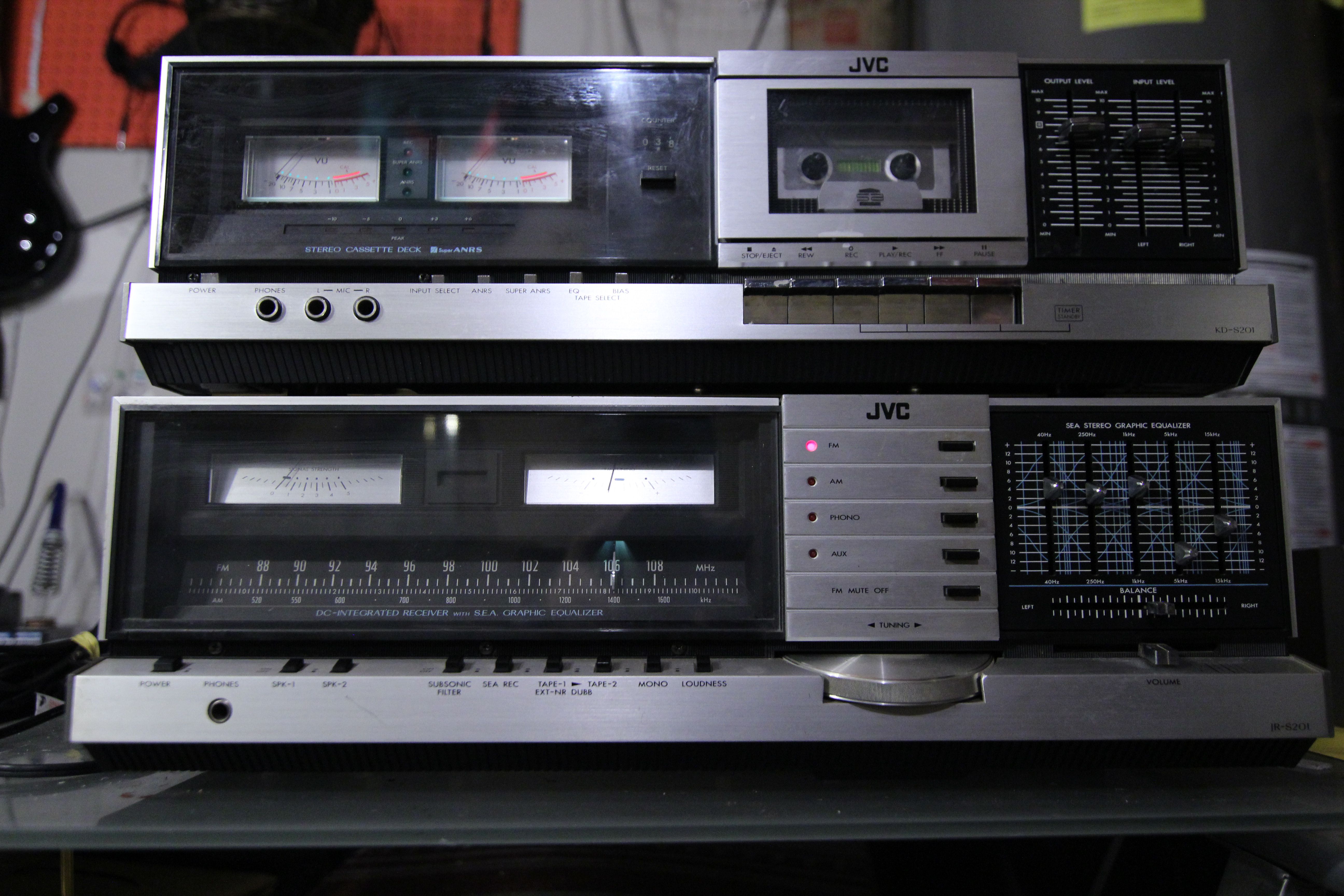 JVC JR-S201 & KD-S201 Stereo Receiver/Tape Deck (pair)
