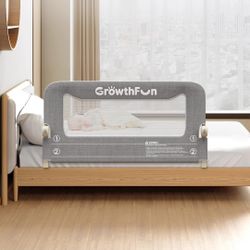 Foldable Bed Rail for Toddlers, 47in Reinforced Carbon Steel Frame&Connectors, Breathable Cationic Fabric, Safety Toddler Bed Rails for Queen, King, T
