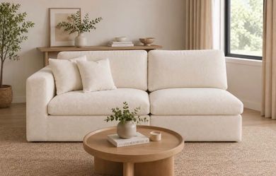 Cream Modular Armless Sectional Sofa