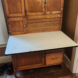 Antique Oak Hoosier Kitchen Queen