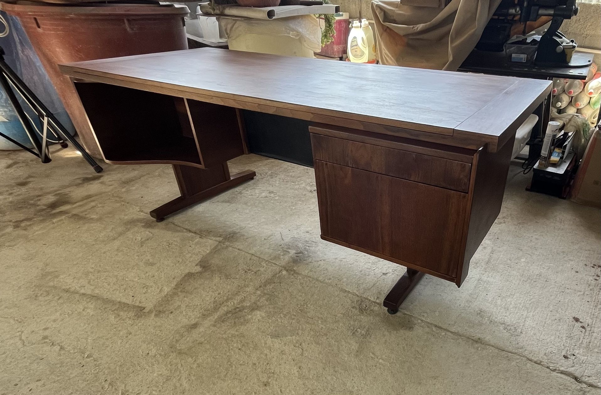 Vintage Walnut Mid Mid Desk By Martin Borenstien