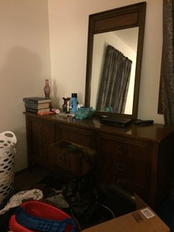 Real wood dresser with mirror and chest