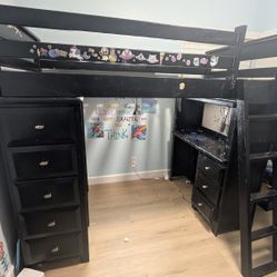 Bunk Bed Loft With Storage  Study N Bookshelf 
