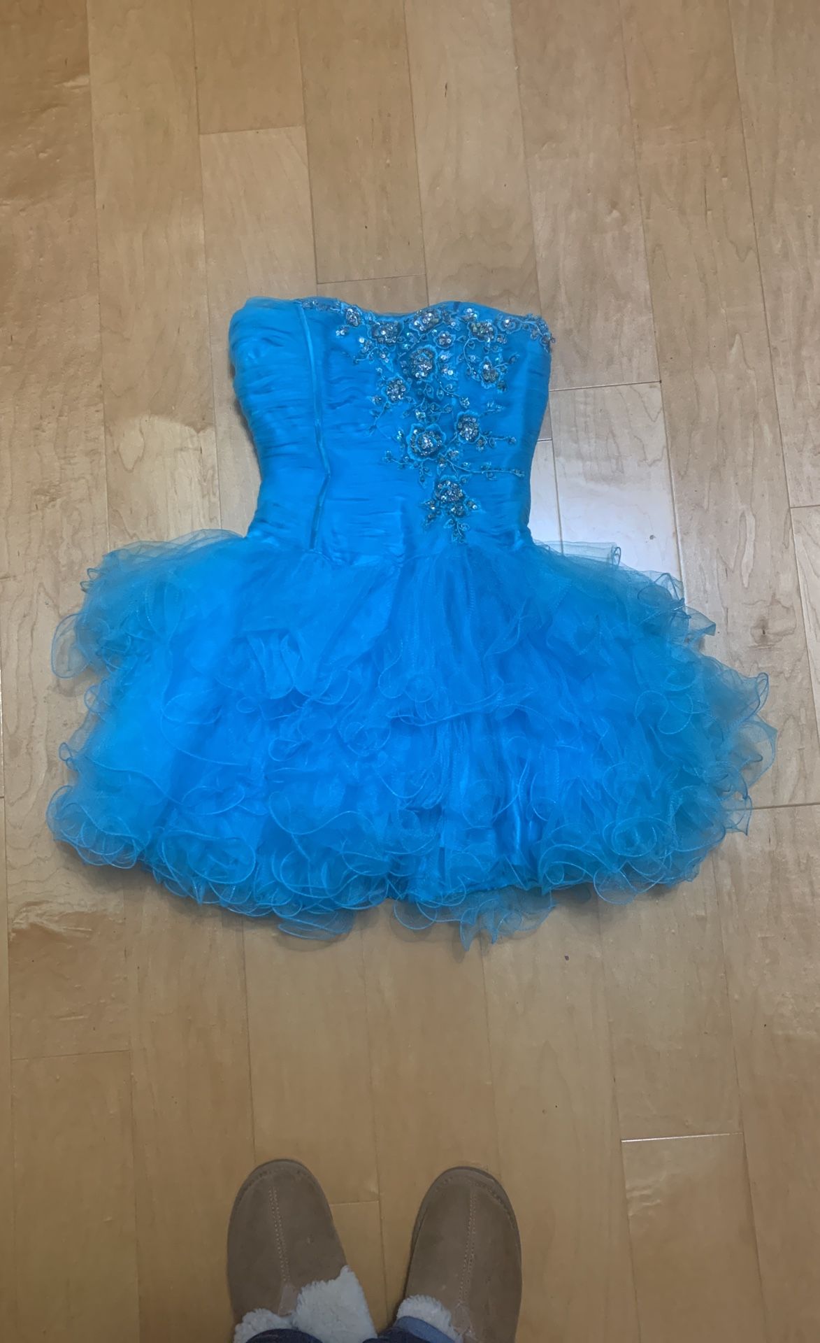Prom Pageant Dress Short Blue Corset Back