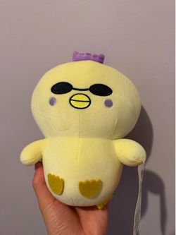 🐣 Kakao Friends Style Yellow Chick Plush w/ Sunglasses & Purple Crown NWT