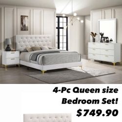 4-Pc Queen Size Bedroom Set. $53 Down Payment 