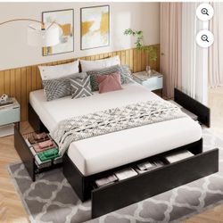 Queen Bed Frame W/ Storage 
