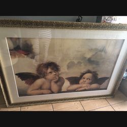 Frame Large Vintage Sistine Madonna Cherub Angles 48 X 68 1/4 OBO
