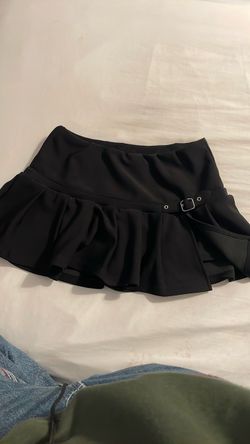 Black Mini Skirt with Buckle Detail