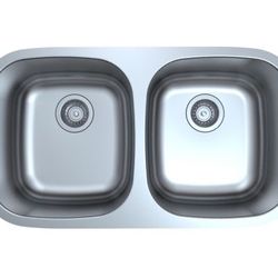 Puer 32-3/8″ x 18-1/8″ Stainless Steel Double Bowl Undermount Sink