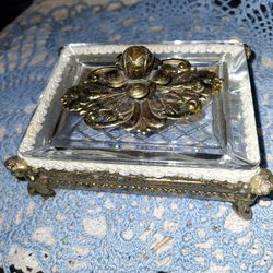 Vtg Cherub and Cut Glass Jewelry/ Trinket Box