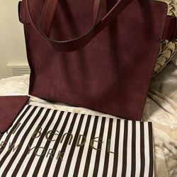 Henri Bendel Oxblood  Suede Tote