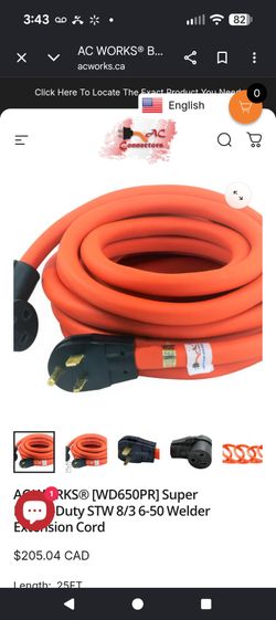 AC
WORKS®
[WD650PR]
Super
Heavy-Duty
STW
8/3
6-50
Welder
Extension
Cord
25 ft. Excellent condition.