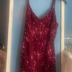 Burgundy Sequins Gown
