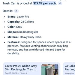 Trash Can By Lavex - 23 Gallon Capacity  (Gray))