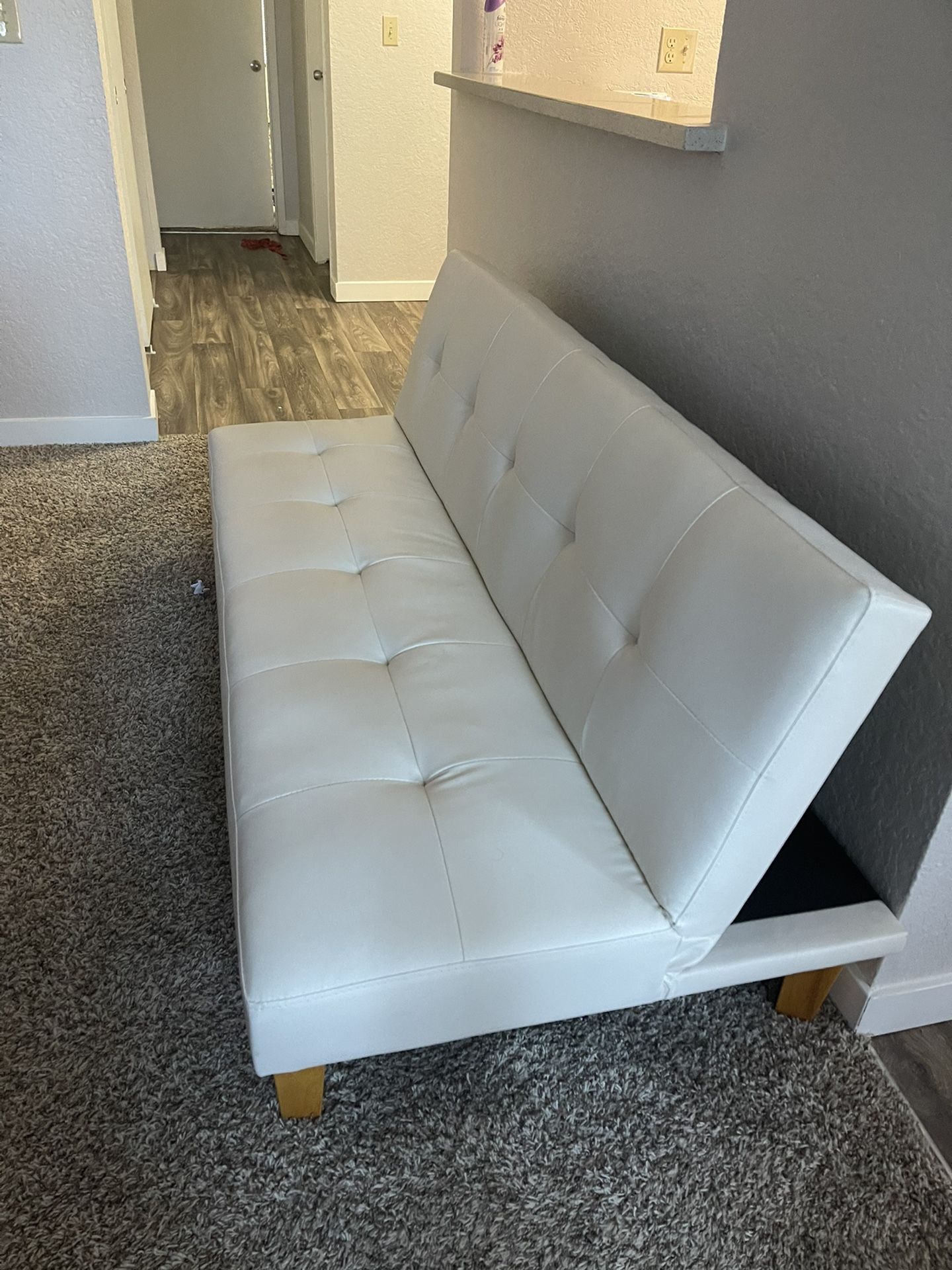 New White Leather Sofa Bed 