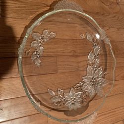 Mikasa Crystal 15.75 Inch Poinsettia Serving Plate (New In Box)