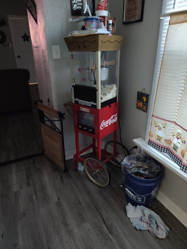 Coca Cola Popcorn Cart With Candy Dispenser In Front