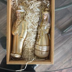 Bride and groom, wedding Christmas tree ornaments made in Germany