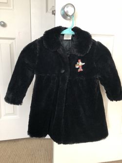 4t fur coat with Minnie Mouse pin - $15