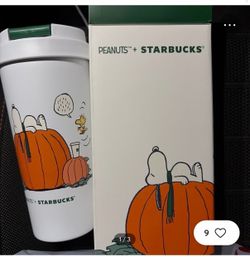 New! Starbucks Peanuts Snoopy Pumpkin Tumbler