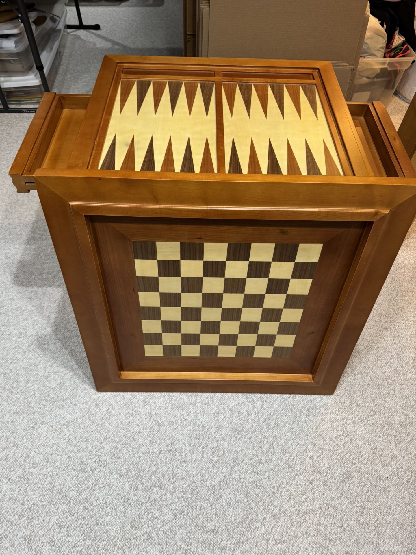Solid Oak Checkers/Chess Table