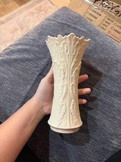 Lennox Ceramic Vase with Leaf Relief
