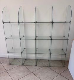 Glass Shelving Unit with Chrome Connectors