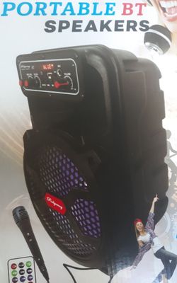 8" bluetooth speaker DJ karaoke style comes with microphone and remote