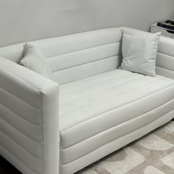 White velvet Modern Loveseat 