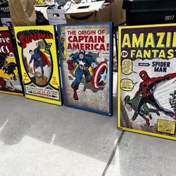 Classic Comic Art Mounted On Wood Frame 24x36
