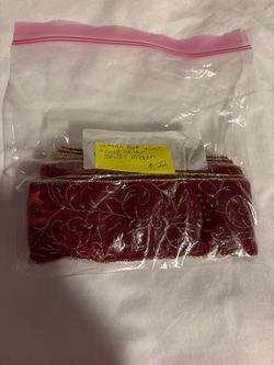 Vintage Red Velvet Gold Glitter Scroll Ribbon