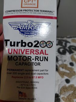 Turbo200 universal motor run capacitor