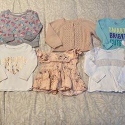 Bundle Of (6) Baby Tops - All Fit Like 12 Months 