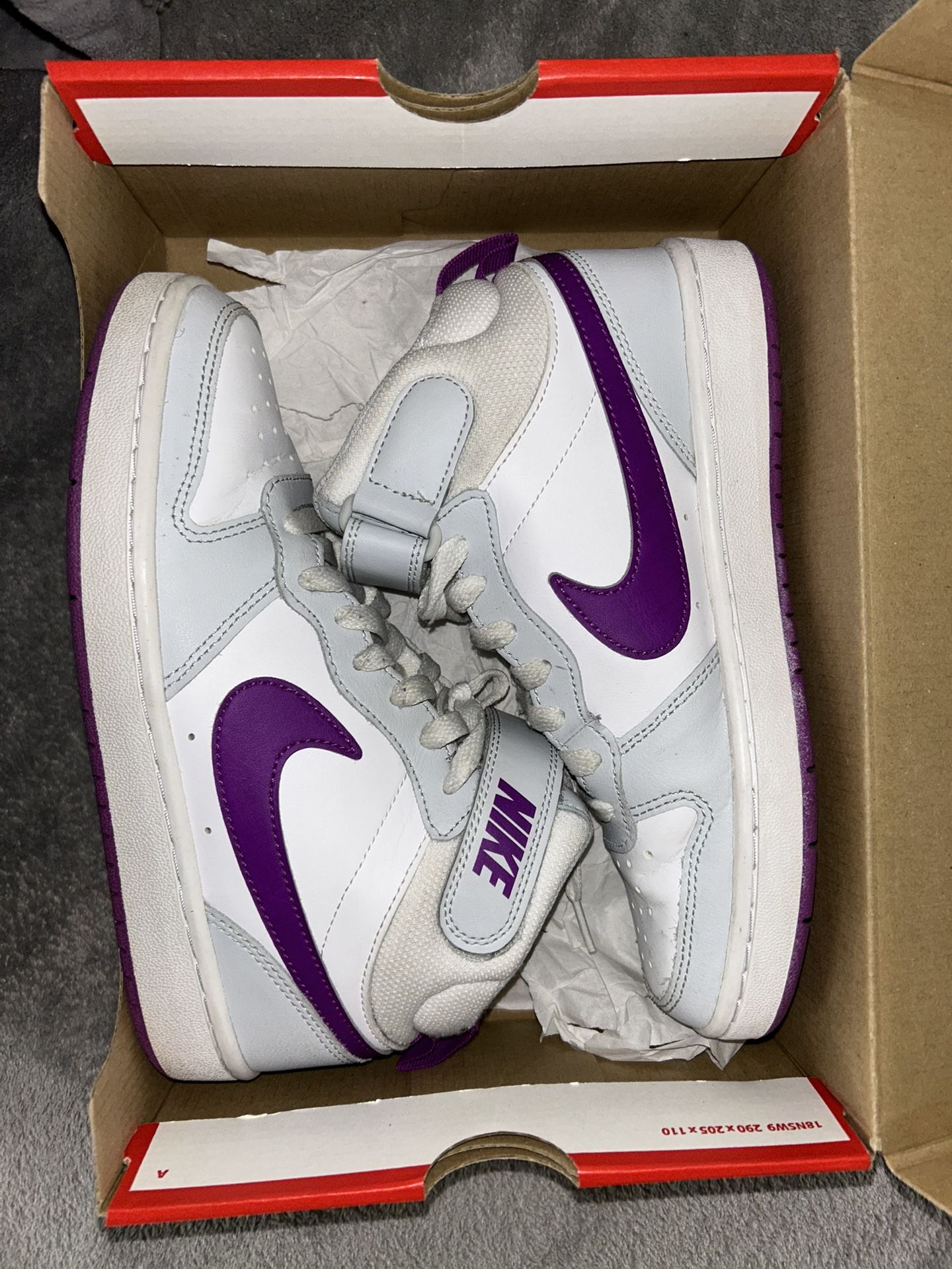purple and white nikes