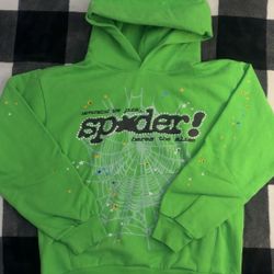 Green Rhinestone Spider Hoodie 