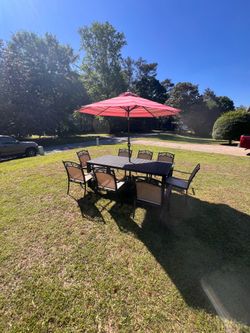 Aluminum Outdoor table with eight chairs Not include umbrella