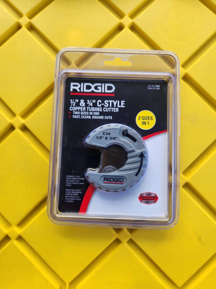 RIDGID
1/2 in. to 3/4 in. C34 "C" Style Close Quarters Quick Change Copper Pipe & Tubing Cutter w/ Spring Loaded Cutting Wheel