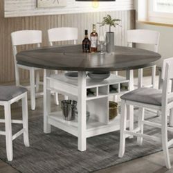 Brand New White & Grey 7pc Counter Height Dining Table Set 