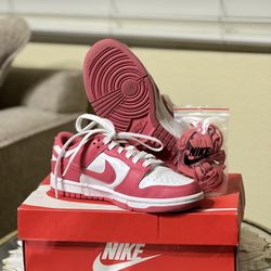 Nike Dunk Low Pink & White Sneakers (With Box + Extra Laces)