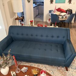 Mid-Century Modern Couch - Blue