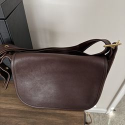 Vntg Coach Patricia's Legacy Brown Leather Messenger Crossbody Shoulder Bag 9951