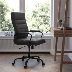High-Back Office Desk Chair – Black Faux Leather (New)