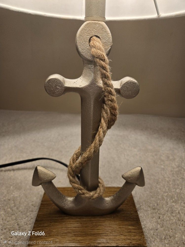 Anchor Beach Nautical Lake Lamp With Shade 20" Tall with Edison LED bulb pure white. 