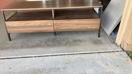 Metal and Faux wood TV Stand with 2 Drawers