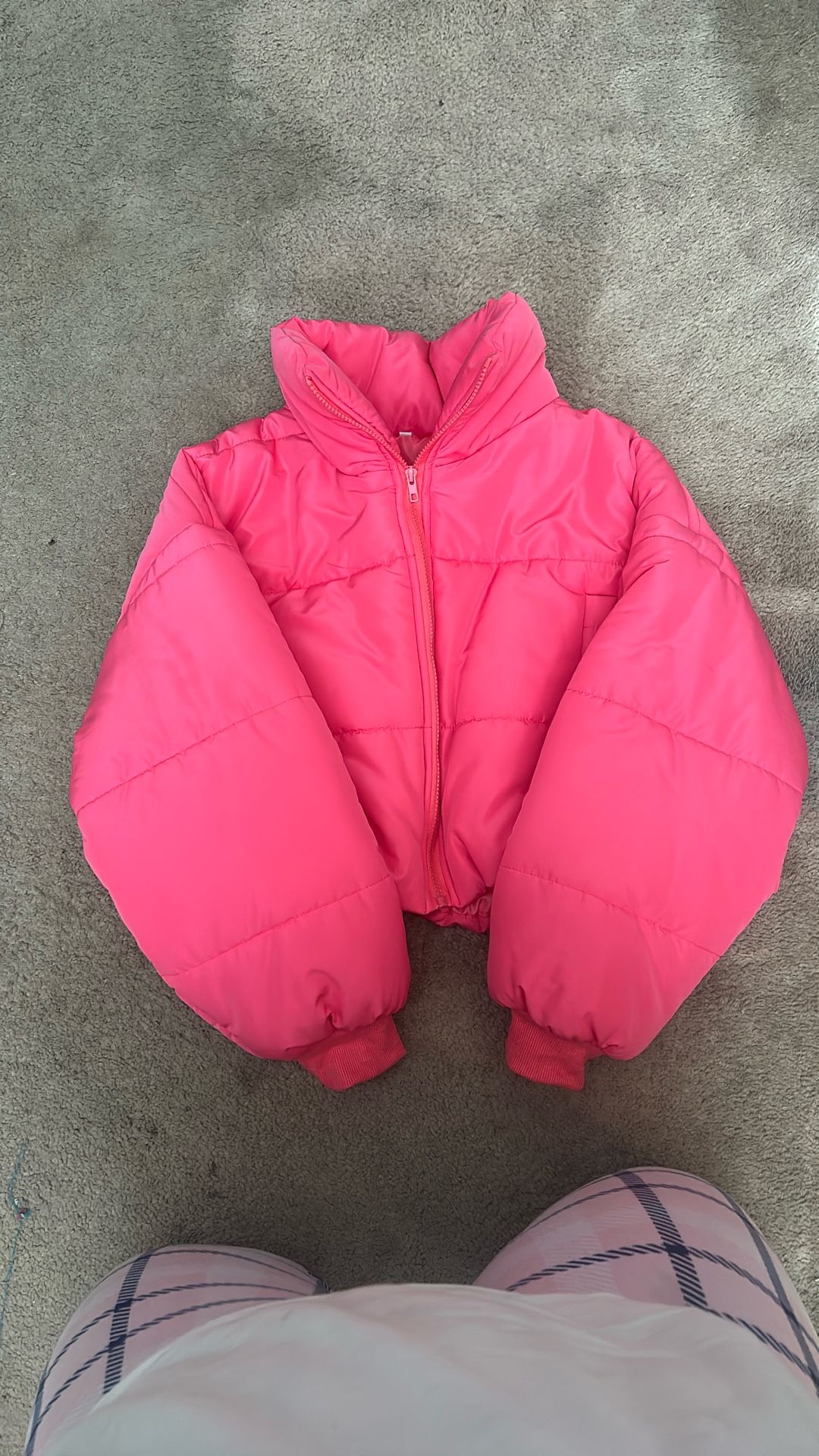 Pink Cropped Puffer Jacket