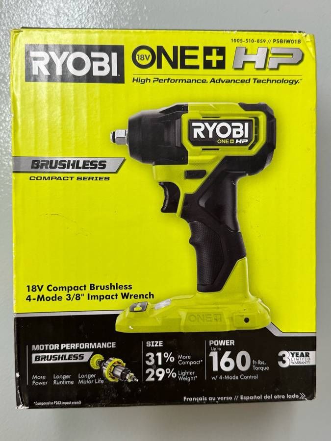 NEW! Ryobi ONE+ HP 18V Compact 4-Mode 3/8" Impact Wrench