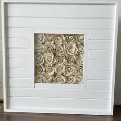 Wood Framed Mulberry Paper Roses 18” X 18”
