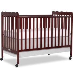 Dream On Me Carson Classic 3-In-1 Convertible Crib In Cherry, Made Of Sustainable Pinewood, Non-Toxic Finish, Comes With Locking Wheels, Wooden Nurser
